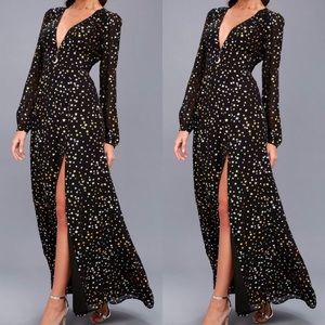 Black Star Print Sleeve Dress - Elegant, cocktail